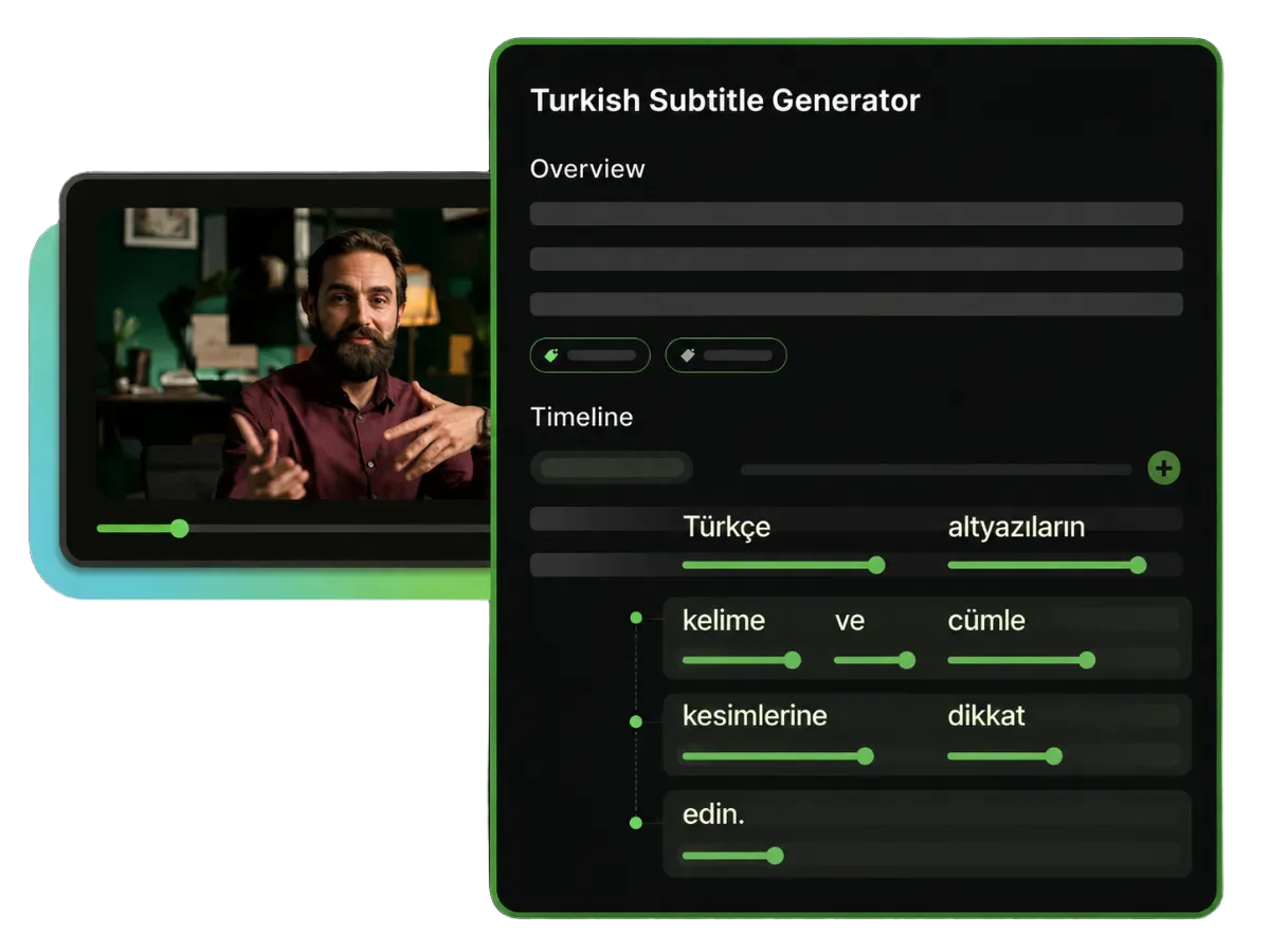 Generate Turkish subtitles with smart line breaking using WayinVideo.